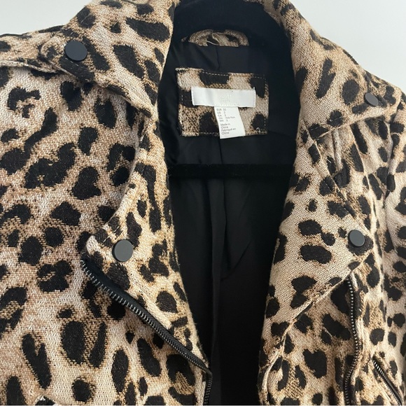 H&M | Cheetah Leopard Crop Motto Jacket Size 2/XS - Picture 3 of 6